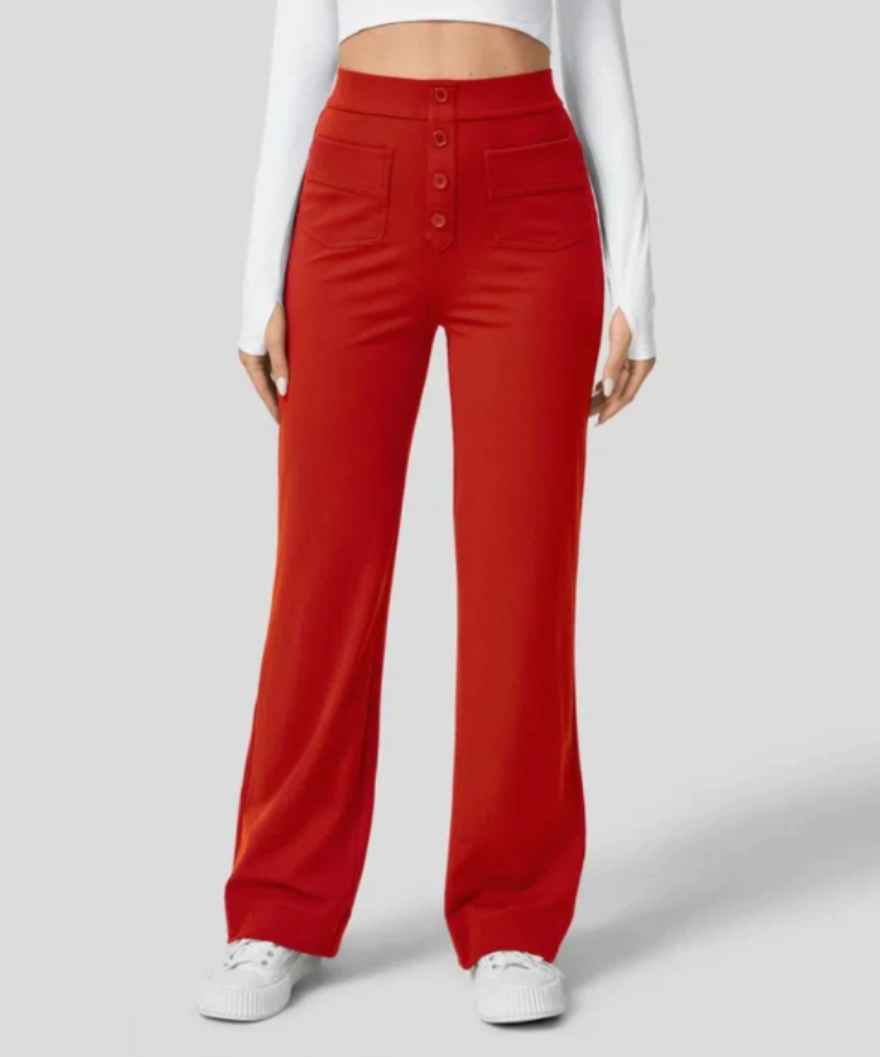 Favre - Elasticated trousers with high waist