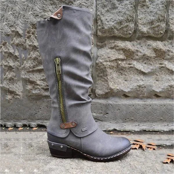 Kirsten | Vintage Knee-High Boots With Zipper Pocket