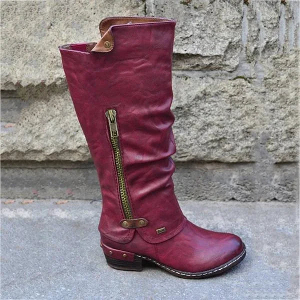 Kirsten | Vintage Knee-High Boots With Zipper Pocket