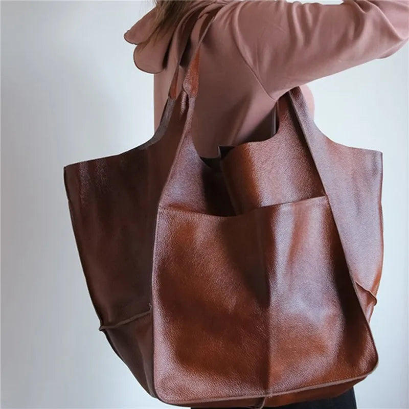 ﻿Milly - Oversized Leather Tote Bag