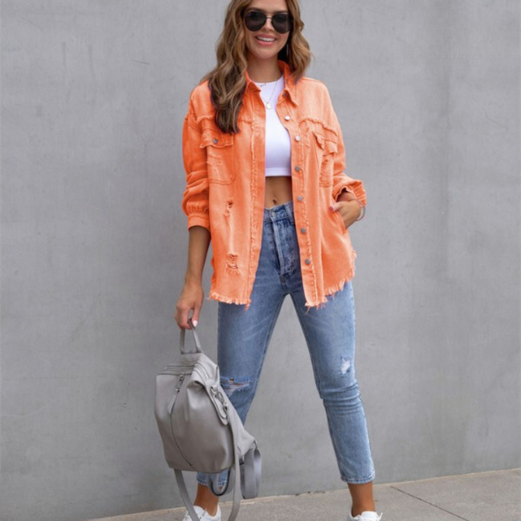 Alicia- Ripped oversized denim jacket