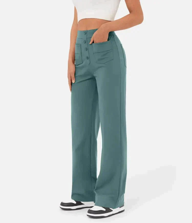 Favre - Elasticated trousers with high waist