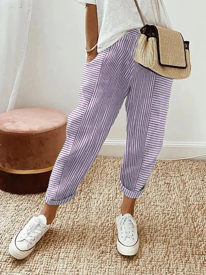 Luna - Striped cotton pants